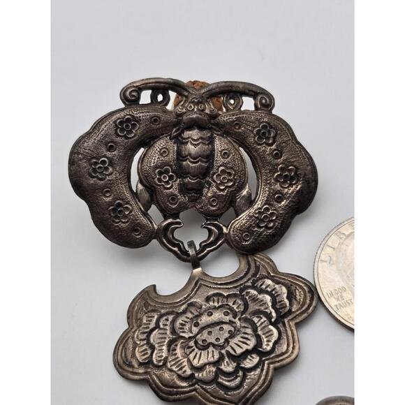 Dweck Signed Sterling Earrings 4"Statement Dangles Butterfly - Picture 2 of 7